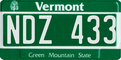 VT license plate NDZ433