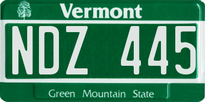 VT license plate NDZ445