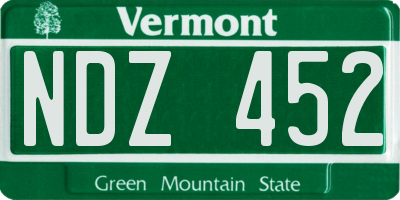 VT license plate NDZ452