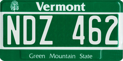VT license plate NDZ462