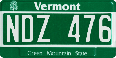 VT license plate NDZ476