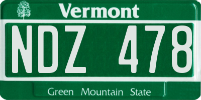 VT license plate NDZ478