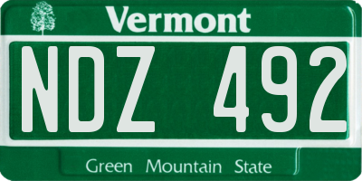 VT license plate NDZ492