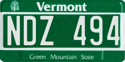 VT license plate NDZ494