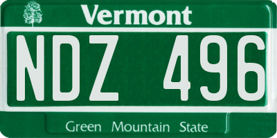 VT license plate NDZ496