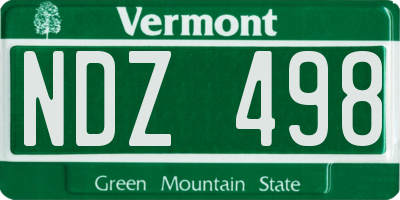 VT license plate NDZ498