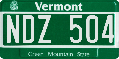 VT license plate NDZ504