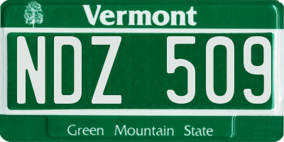 VT license plate NDZ509