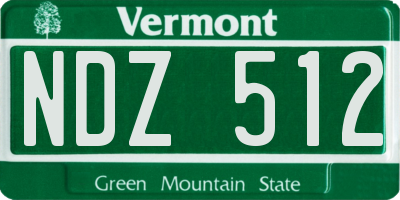 VT license plate NDZ512