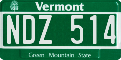VT license plate NDZ514