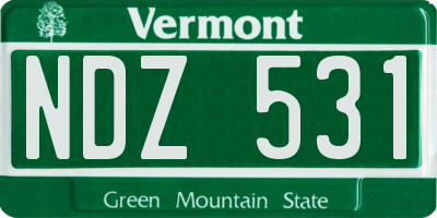 VT license plate NDZ531