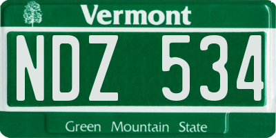 VT license plate NDZ534
