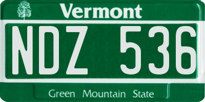 VT license plate NDZ536