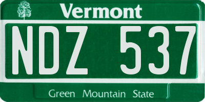 VT license plate NDZ537
