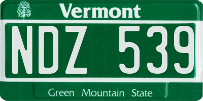 VT license plate NDZ539