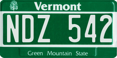 VT license plate NDZ542