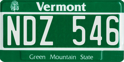 VT license plate NDZ546