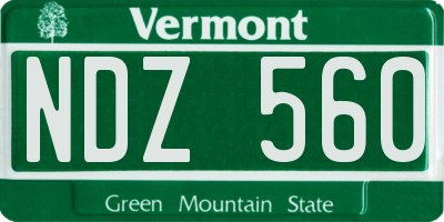 VT license plate NDZ560