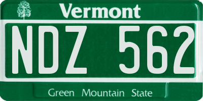 VT license plate NDZ562