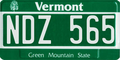 VT license plate NDZ565