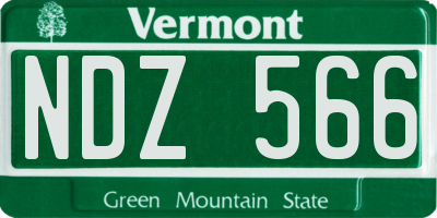 VT license plate NDZ566