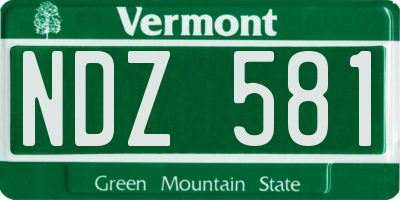 VT license plate NDZ581