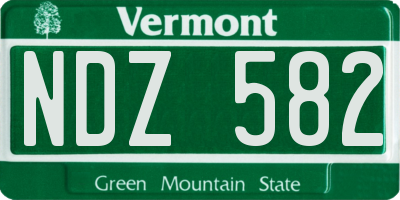 VT license plate NDZ582