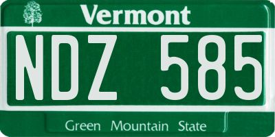 VT license plate NDZ585