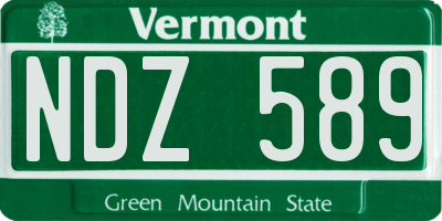 VT license plate NDZ589