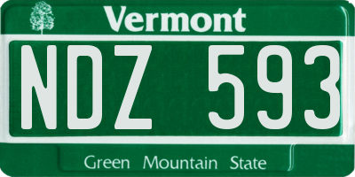VT license plate NDZ593