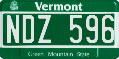 VT license plate NDZ596