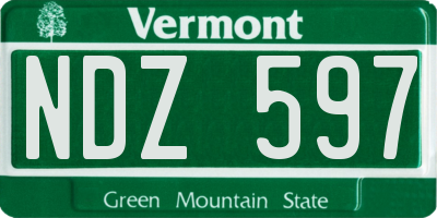 VT license plate NDZ597