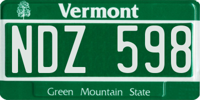 VT license plate NDZ598