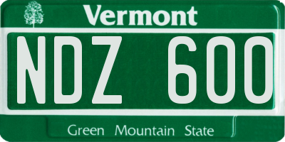 VT license plate NDZ600