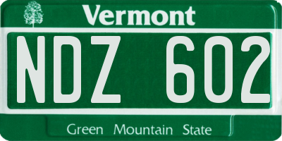 VT license plate NDZ602