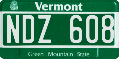VT license plate NDZ608