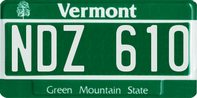 VT license plate NDZ610