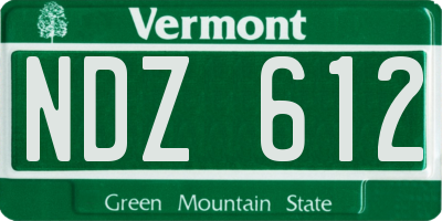 VT license plate NDZ612