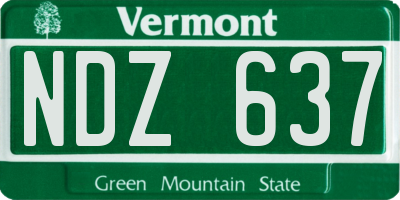 VT license plate NDZ637
