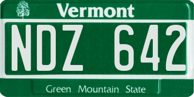 VT license plate NDZ642