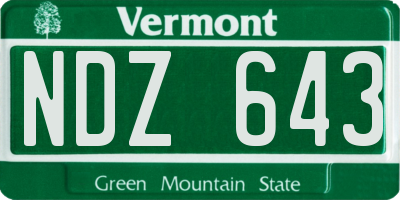 VT license plate NDZ643