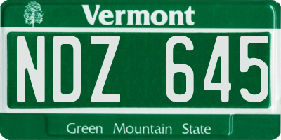 VT license plate NDZ645