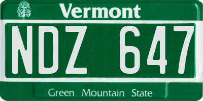 VT license plate NDZ647