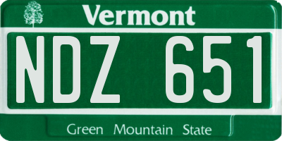 VT license plate NDZ651
