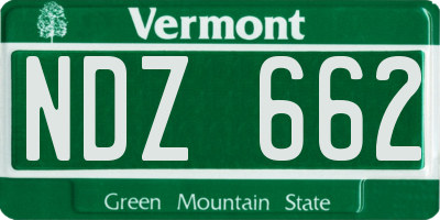 VT license plate NDZ662