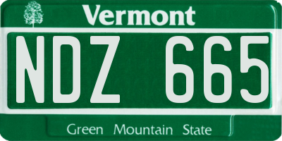 VT license plate NDZ665