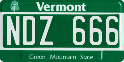 VT license plate NDZ666