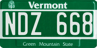 VT license plate NDZ668