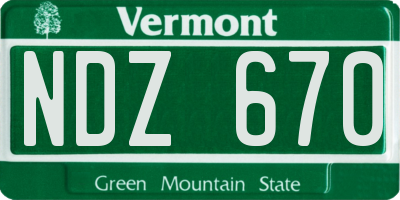 VT license plate NDZ670