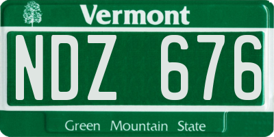 VT license plate NDZ676